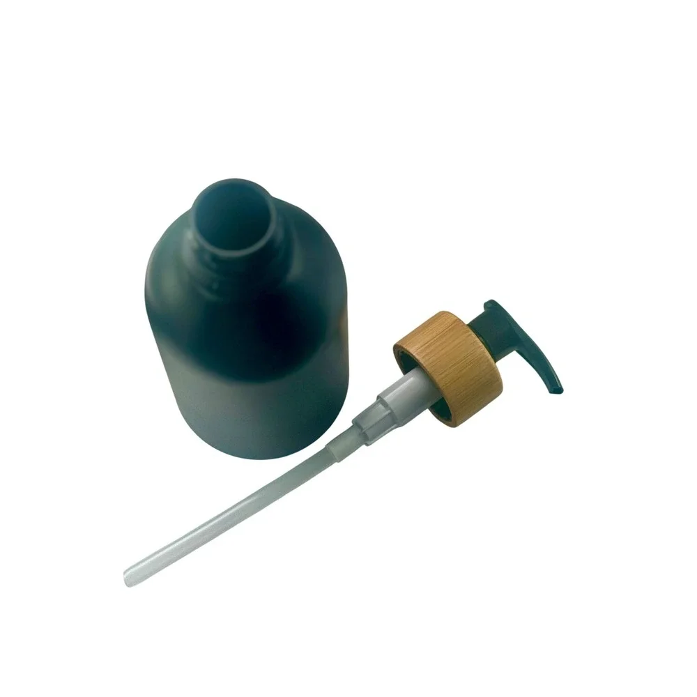 Matte Black Soap Dispenser Bamboo‎ Pump Modern Farmhouse Bathroom Decor